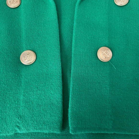 Tahari Kelly Green cardigan with brass buttons NEW - Picture 7 of 14